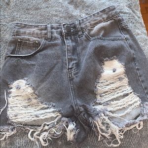 Trendy high waisted distressed jean shorts
